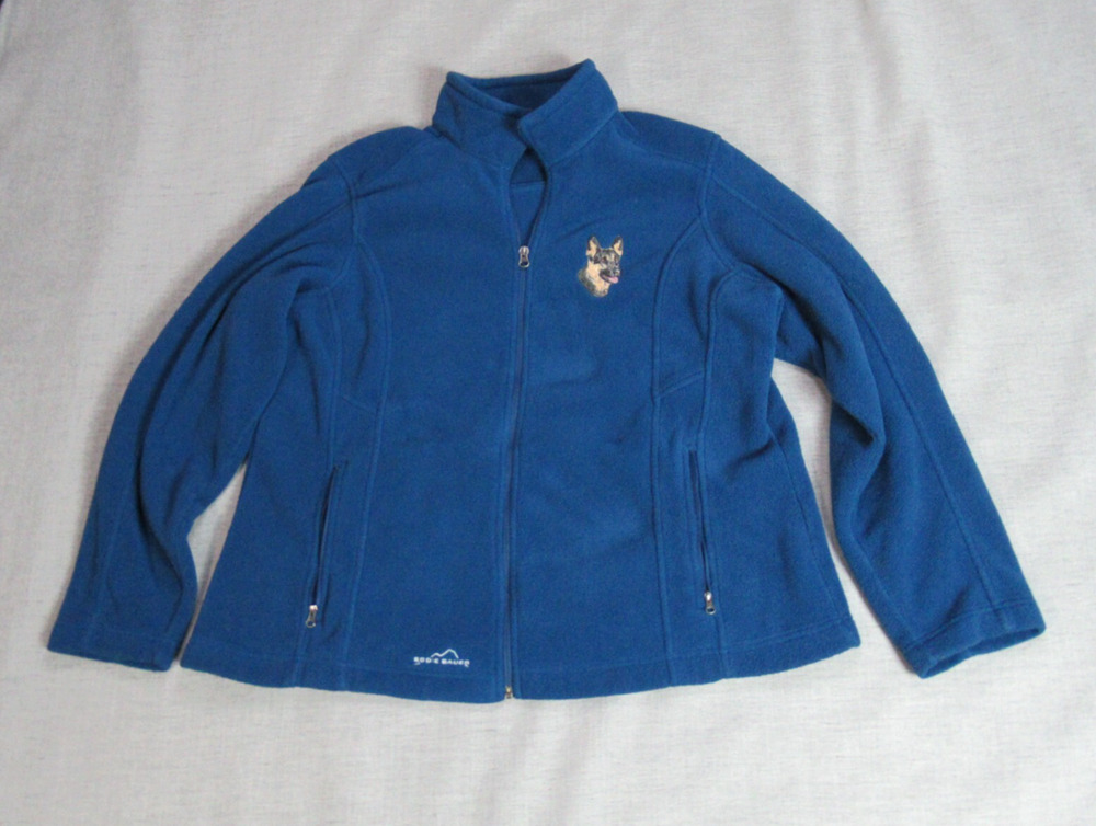 Eddie Bauer Jacket Womens Sz 2XL Blue Full Zip Dog Lover Fleece Outdoors Hiking